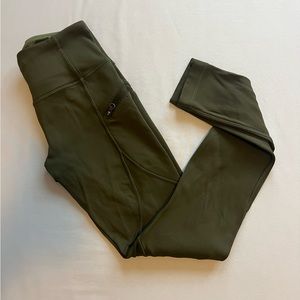 Lululemon Dark Olive Leggings with Zipper Side Pockets